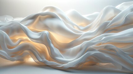 Fototapeta premium Flowing white cloth background. 3d rendering.