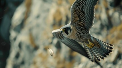 Fototapeta premium A bird of prey soaring in a natural environment.