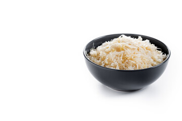 Sauerkraut in a bowl isolated on white background. Copy space