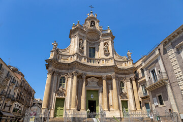 CATANIA, ITALY, JUNE 19, 2023 - Basilica of Collegiata in Catania, Sicily, Italy.