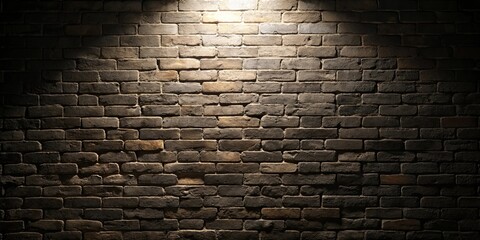 A Single Spotlight Illuminates a Weathered Brick Wall, Casting a Warm Glow on the Rough Texture