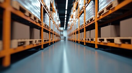 image of the lower part of the shelves and floor of a goods warehouse.