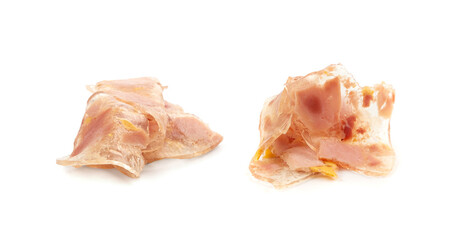 Meat jelly slices, ham aspic isolated, sausage, aspic jelly, winter meat galart, brawn on white
