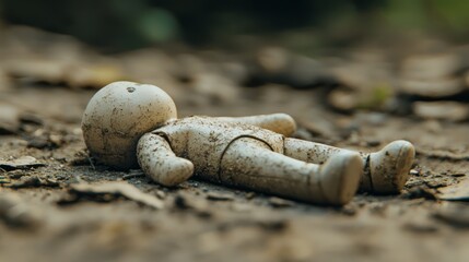 Fototapeta premium Fading Dreams: A Close-Up of a Broken Toy Signifying Lost Childhood Wishes Amidst Economic Struggles with Ultra-Detailed Focus