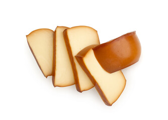 Smoked Round Cheese Isolated, Camel Milk Cheese, Mountain Snack, Sheep Milk Product on White