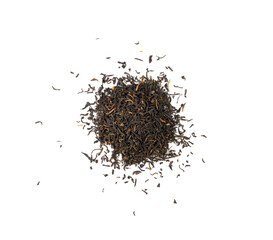 Black Tea Leaves Isolated, High Quality Black Tea Pile, Dry Organic Indian Drink, Black Tea Leaves on White