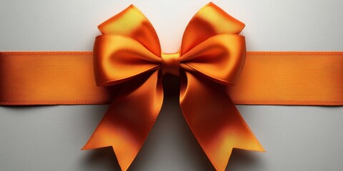 Elegant Orange Bow with Satin Finish on Neutral Background for Gift Wrapping and Decoration, Ideal for Celebrations, Birthdays, and Special Occasions