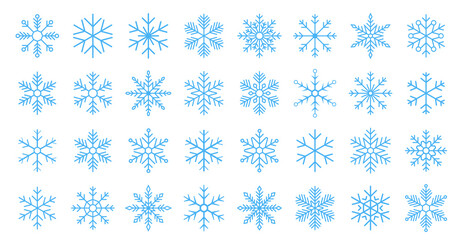 Snowflake icons collection. Snowflake vector. Happy new year, xmas, christmas. Snowflakes icons. New year ornament