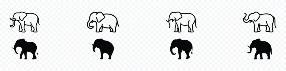 African indian Wildlife Elephant Icon, Elephant Silhouette. elephant icon,  Animal Elephant Silhouettes