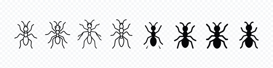 Ant icon, ant silhouette, Ant vector flat icon, ant icon symbol sign transparent isolated on white background