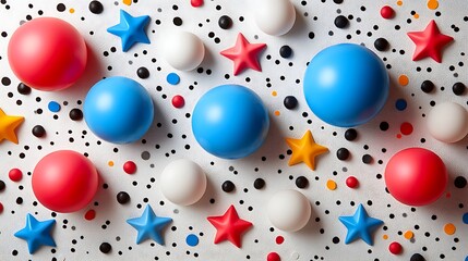 Brightly colored shapes create a playful background