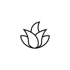 Aloe vera icon. Organic skin care and cosmetics. Organic cosmetic components for healthy and hydrated skin. Natural skin care. Vector linear icon