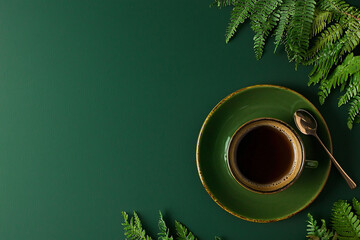 elegant green tableware with botanical accent