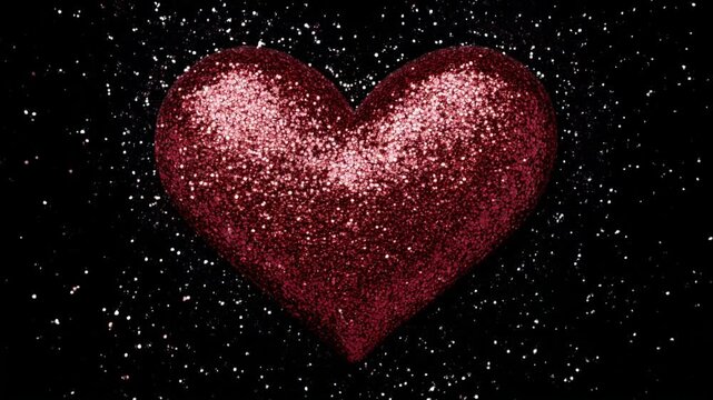 Heart with Red Sequins and Glitter Explosion