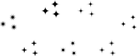 aesthetic y2k star elements compositions set. Stock vector illustration in simple 2000s style isolated on white background