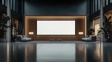 Showcase a blank white display screen mockup in a luxury shopping environment