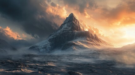 Majestic Mountain Peak at Sunset