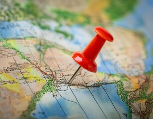 Marker pointing to a specific location on a map, representing geographic positioning and site identification.