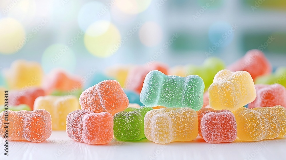 Leinwandbilder close up photograph of a pile of colorful gummy bears showcasing the detailed texture vibrant colors