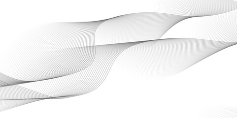 White wave curve lines banner background design. Abstract soft wave lines dynamic flowing gray light isolated background. Vector Illustration of the gray pattern of lines. Black stripes on white .	
