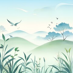 landscape with birds