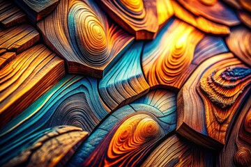 Intricate Wood Patterns Showcasing Macro Photography of AI Generated Textures and Colors with a Stunning Blend of Natural Design Elements
