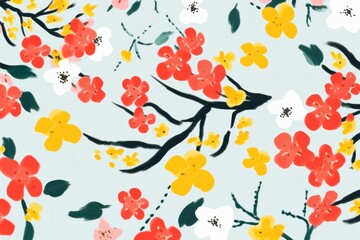 Stroke painting of blossom pattern flower plant.