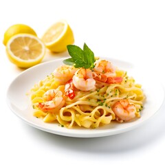 healthy sea food dish cuisine isolated on white background