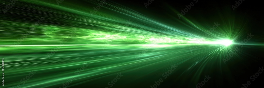 Poster dynamic green light burst with radiating energy creating a sense of motion and vibrancy for backgrou