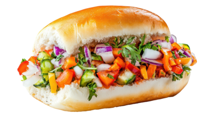 Vada Pav, India hamburger breakfast isolated on white background, PNG transparent.