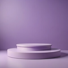 purple podium on violet background. Minimal scene.