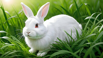 Hare rabbit bunny in green grass