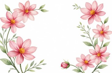 Fototapeta premium Watercolor drawn cute peonies frame. Design for textile, fabric, cards, banners, icons, posters, invitations.