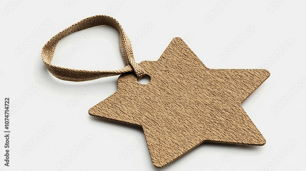 Leinwandbilder Striking star shaped matte tag with a reinforced strap designed for versatile use in labeling branding and product identification on a clean white background