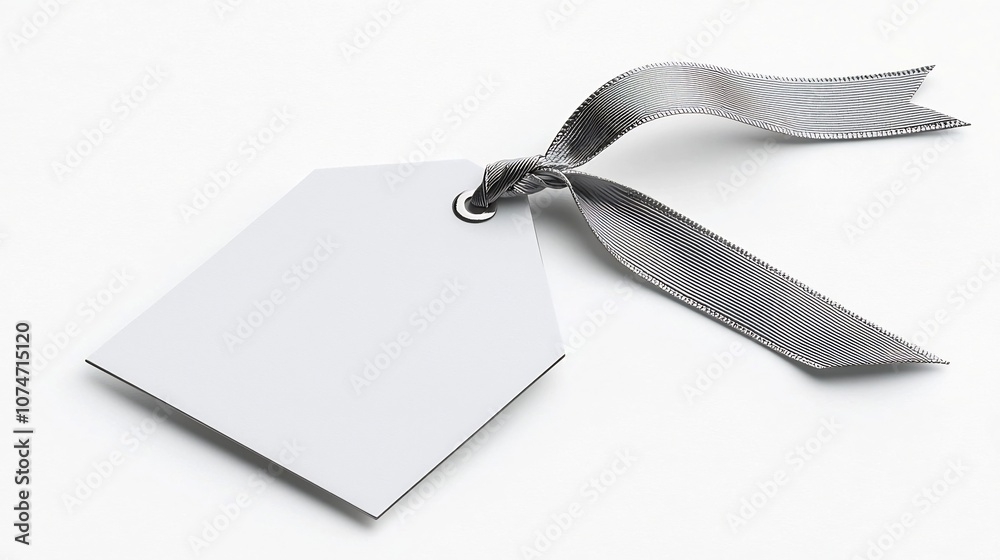 Leinwandbilder Sleek and Minimalist Ribbon Style Label Tag with Secure Loop for Attachment Ideal for Marking and Organizing Items in a Clean Modern Setting