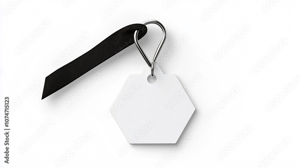 Leinwandbilder hexagon shaped tag with a smooth flat surface and strong strap attachment standing alone on a white 