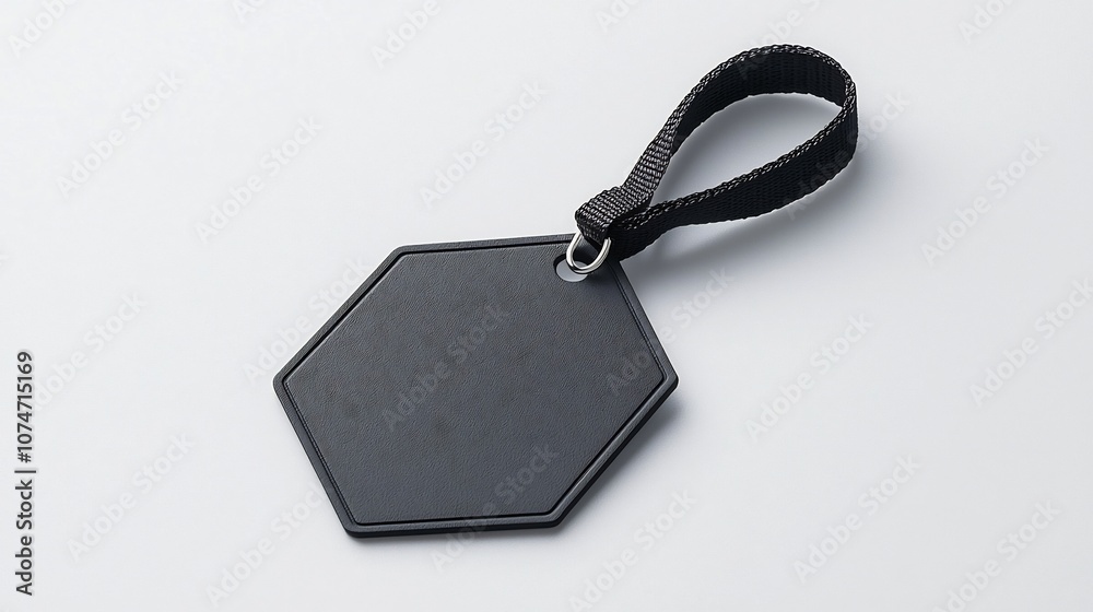 Leinwandbilder hexagon shaped product tag or label with a smooth flat surface and strong strap attachment standing 