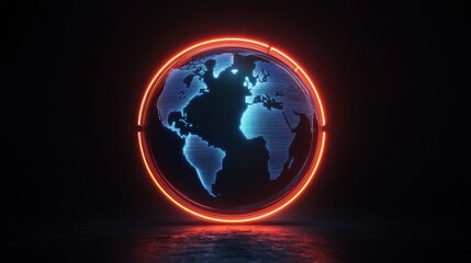 Fototapeta premium The glowing holographic world encased in a circular technological frame for a global perspective