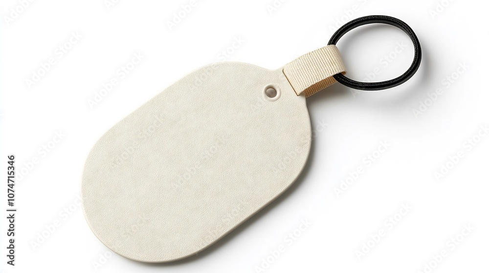 Leinwandbilder Elegant and Minimalist Oval Tag with Smooth Glossy Surface and Secure Strap Attachment Perfectly Suited for Labeling Branding and Product Packaging on a Clean White Background