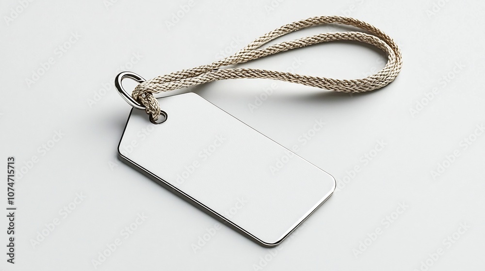 Leinwandbilder Sleek Rounded Rectangular Tag with Polished Finish and Durable Strap Isolated on White Background for Versatile Labeling and Identification Purposes
