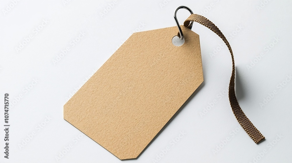 Poster Smooth and Durable Hanging Banner Tag with Attached Strap Ideal for Marking and Identifying Products in an Organized Retail or Merchandise Display on a Clean White Background