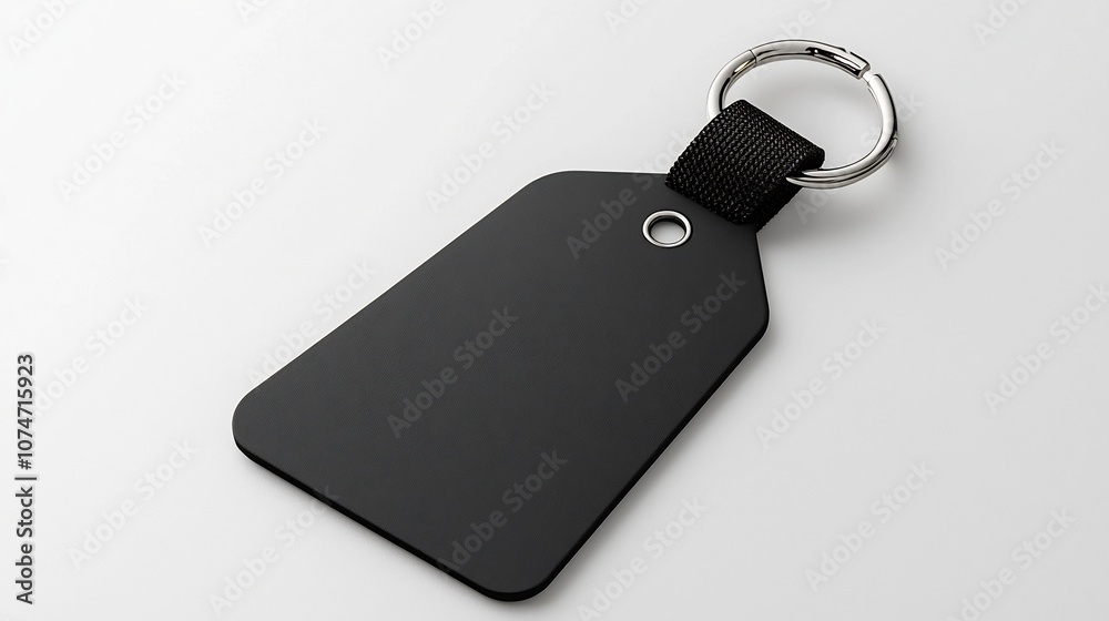 Poster sleek and modern triangular tag with smooth clean edges and a reinforced strap for secure attachment