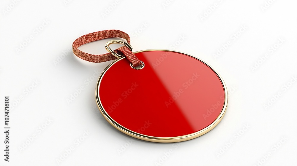 Leinwandbilder elegant circular luxury tag with a smooth glossy finish in a vibrant red and gold color featuring a 