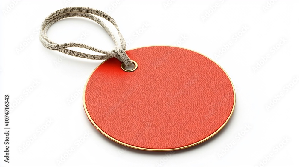 Aufkleber vibrant red circular gift tag with gold edges smooth texture and a secure strap ideal for labeling p