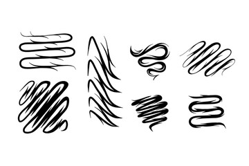 Obraz premium One line art. Random Shapes Organic Black Blobs. Outline 2d vector image. Sticker for social media. Backdrop.