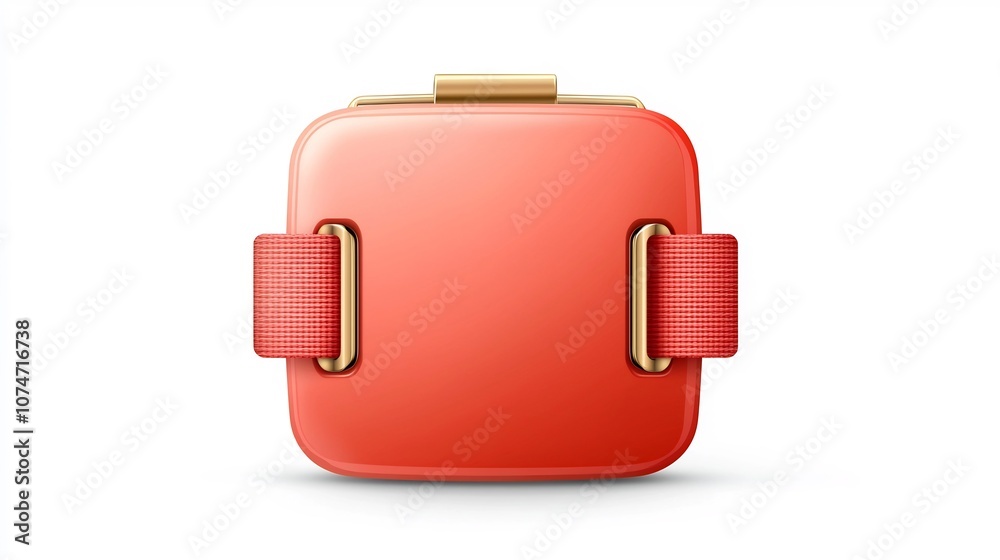Aufkleber Elegant square shaped of a red and gold badge with a sleek surface and a strong strap perfect for high end labeling branding and design applications