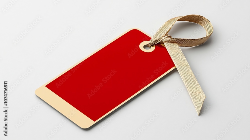 Aufkleber stylish and elegant rectangular red and gold tag with ribbon edges and secure strap perfect for luxu