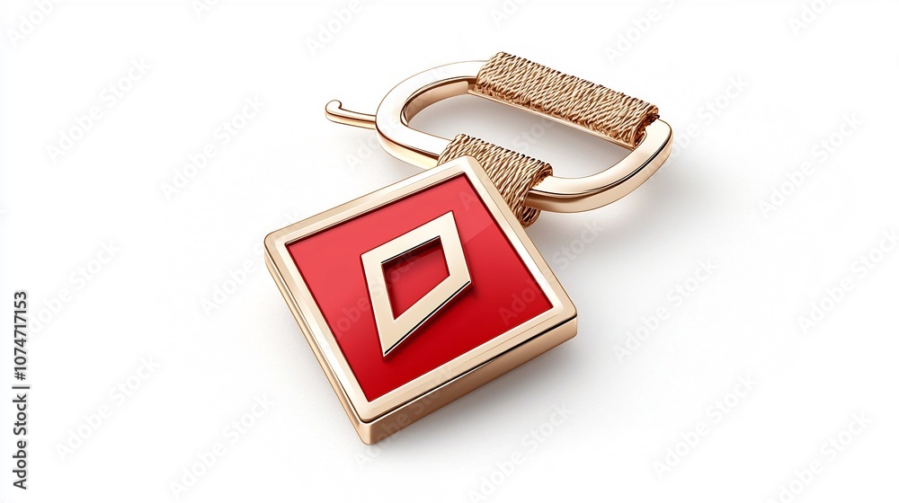 Leinwandbilder of a premium diamond shaped red and gold metallic badge or emblem with a matte texture and secure st
