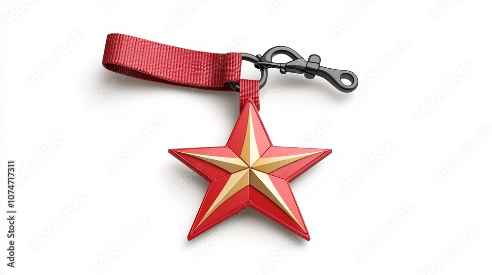 Poster elegant and premium eight pointed star badge with a shiny red and gold metallic finish perfect for a