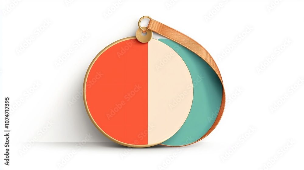 Leinwandbilder striking of a scalloped circular red and gold badge with a smooth glossy surface and a strong strap 